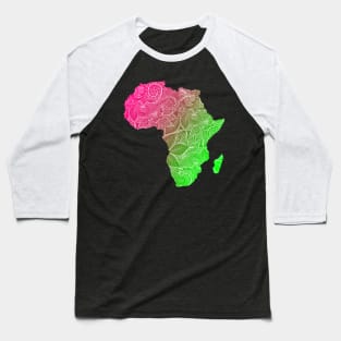 Colorful mandala art map of Africa with text in pink and green Baseball T-Shirt